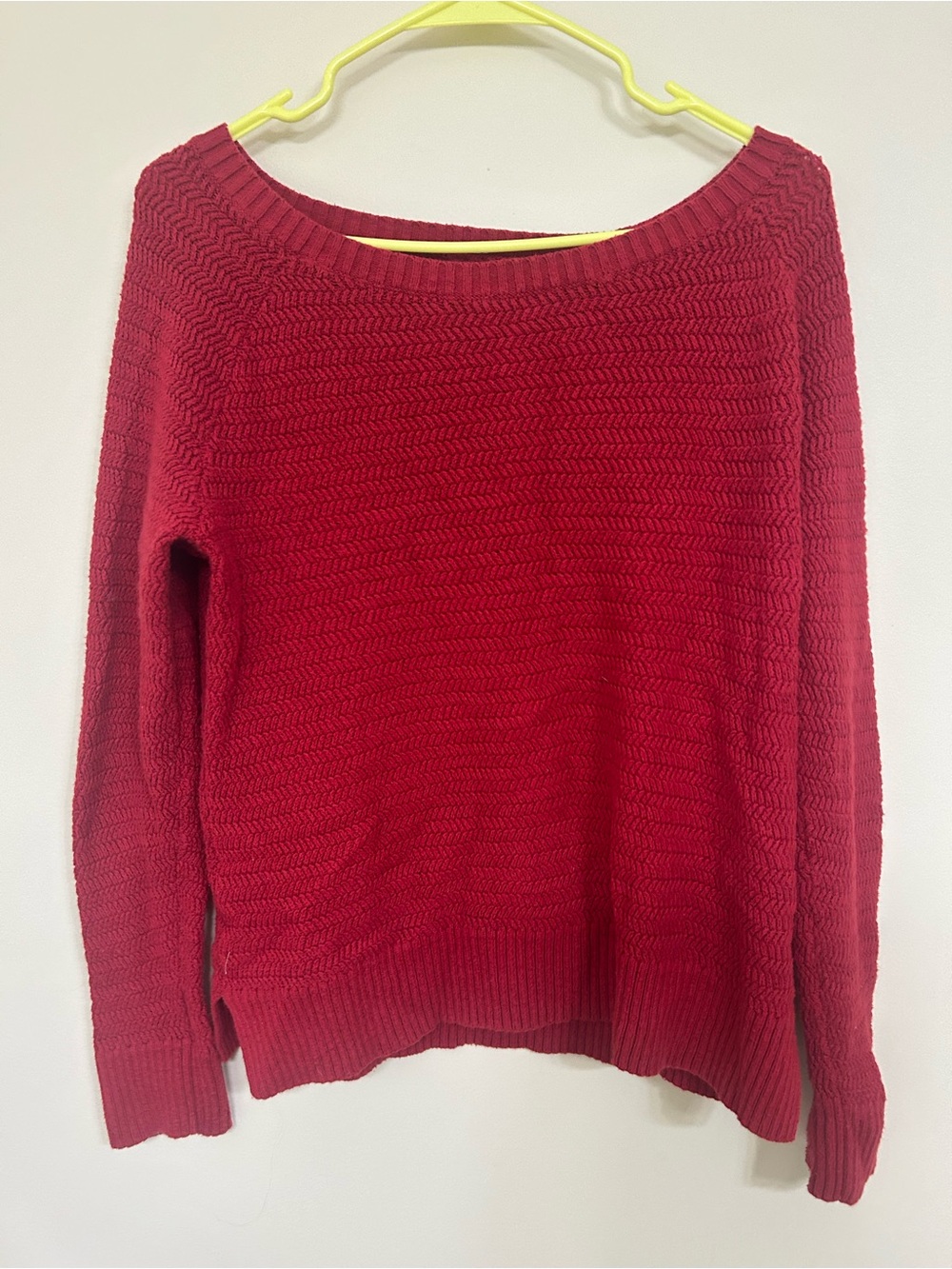 Red boatneck sweater
